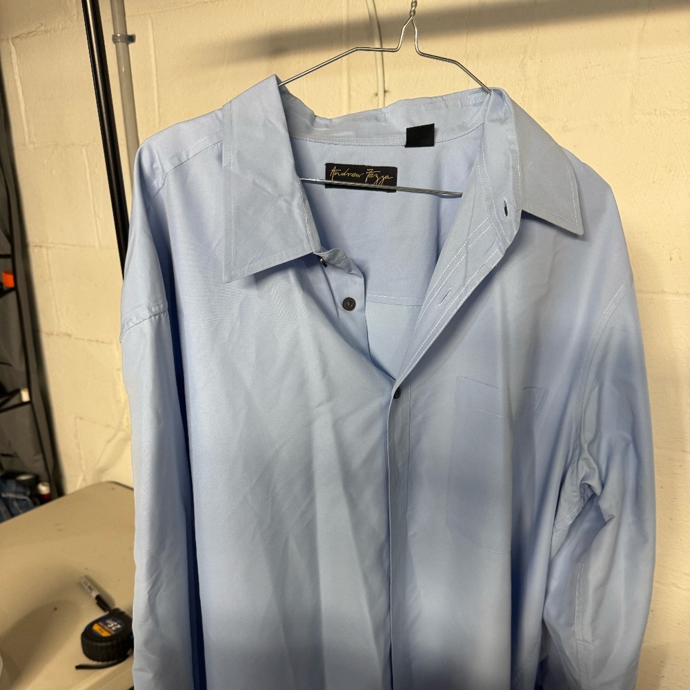 Andrew Fezza long sleeve light blue dress shirt size XXL